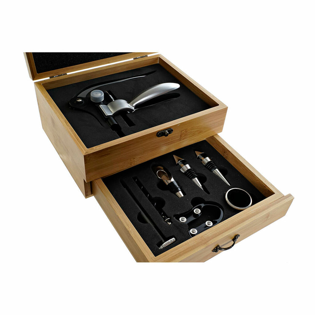 Set of Wine Accessories DKD Home Decor Bamboo Stainless steel Light