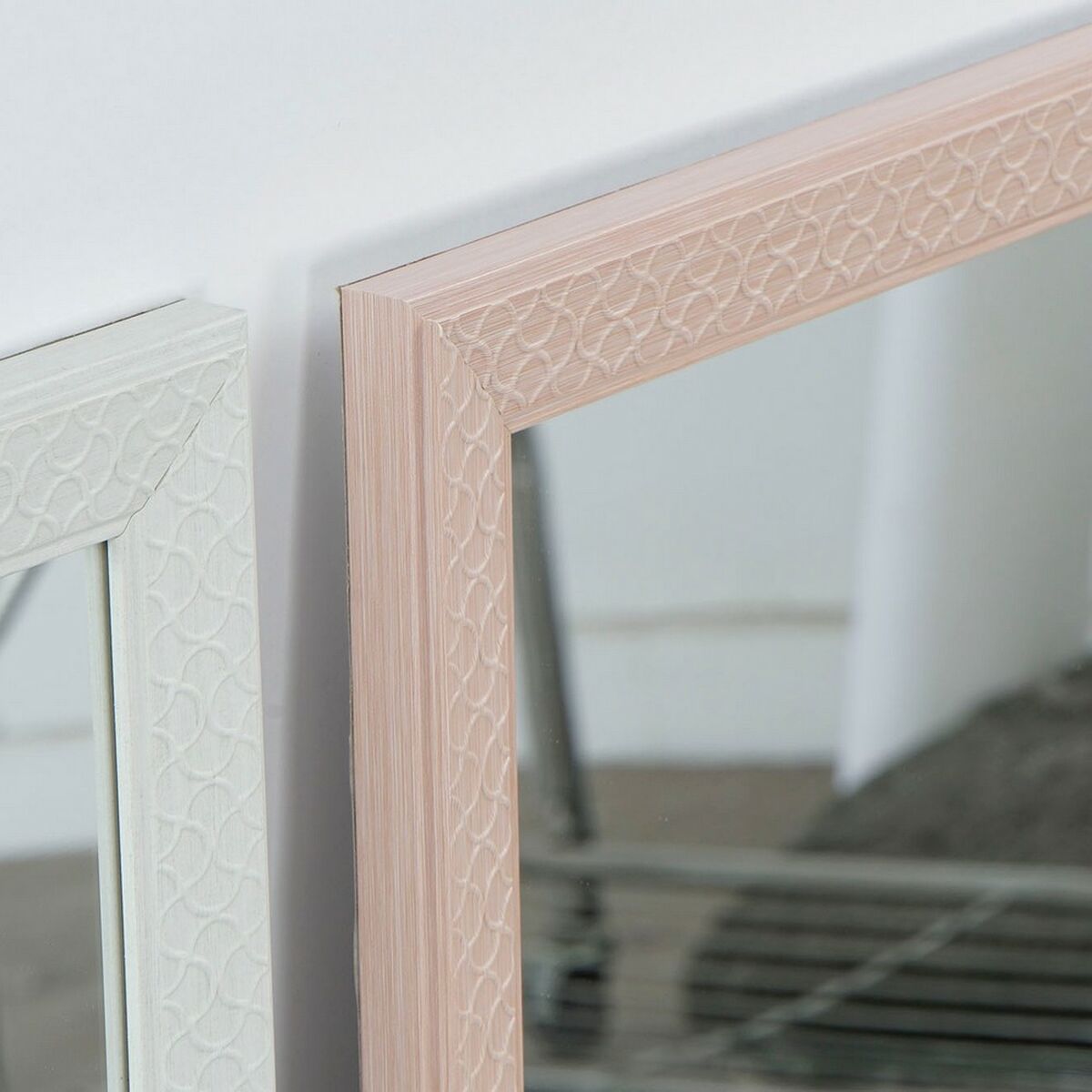 Wall mirror DKD Home Decor 56 x 2 x 76 cm Crystal Beige Pink White