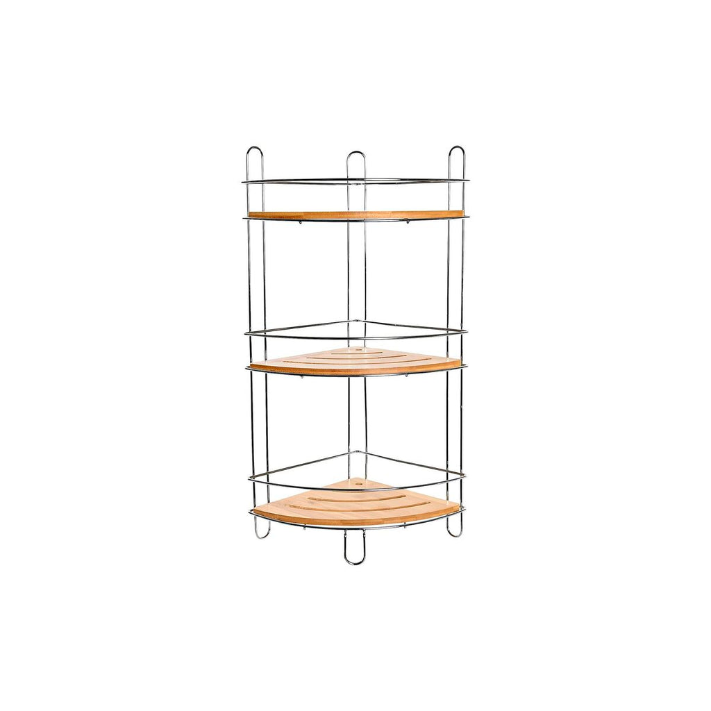 Bathroom Shelves DKD Home Decor Bamboo Aluminium Stainless chrome