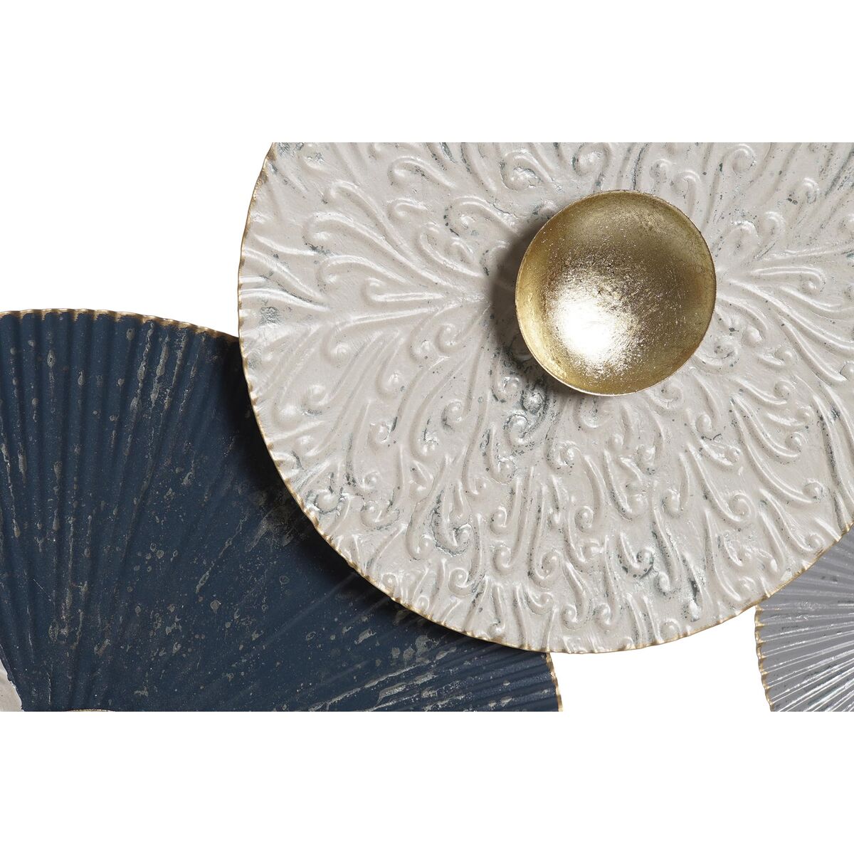 Wall Decoration DKD Home Decor Blue Golden Metal White Circles (135,3