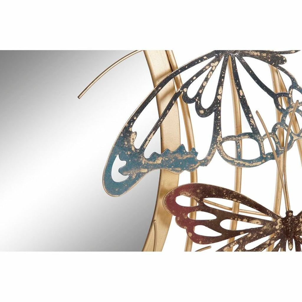 Wandspiegel DKD Home Decor Spiegel Goldenes Metall Mehrfarbige Schmetterlinge