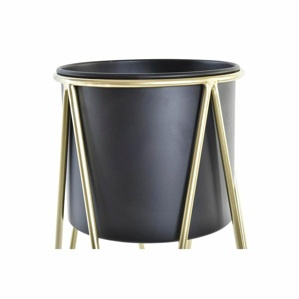 Set of pots DKD Home Decor Black Golden Metal Modern (26 x 26 x 70 cm)