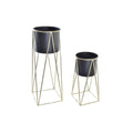 Set of pots DKD Home Decor Black Golden Metal Modern (26 x 26 x 70 cm)