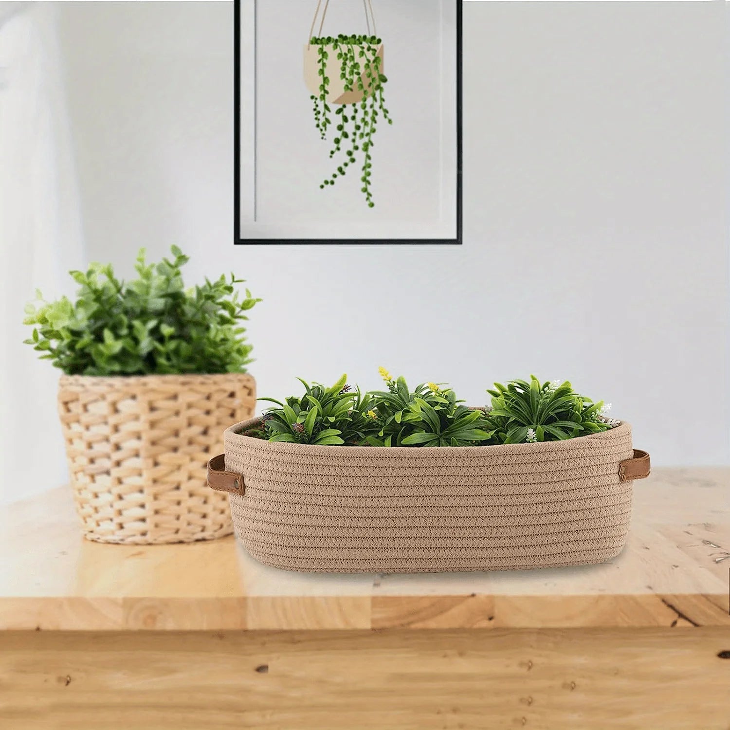 1 multifunctional woven storage basket with dual handles - perfect for