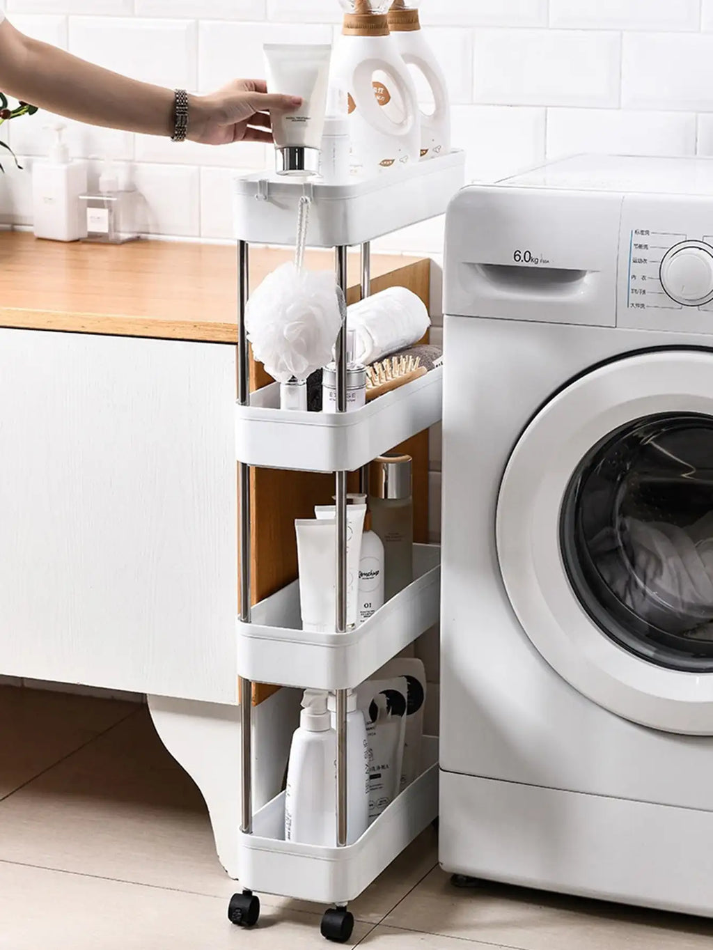 1pcs 3/4 Tier Rolling Utility Cart Storage Shelf Movable Gap Storage