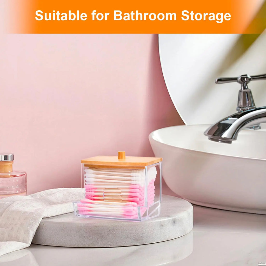 Small Cotton Swab Dispenser, Plastic Ear Stick Swabs Holder, Square