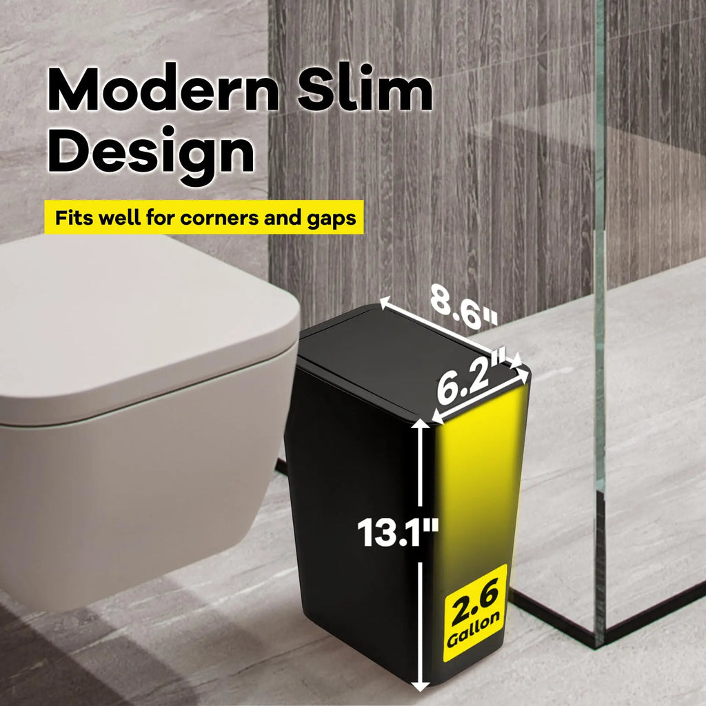 Bathroom Trash Can-10L Small Garbage Can with Press Top Lid for