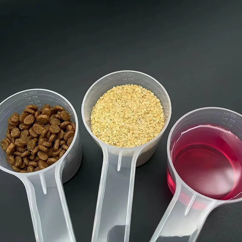 1pc Transparent Pet Measuring Spoon With Scale Plastic Dog Cat Feeding