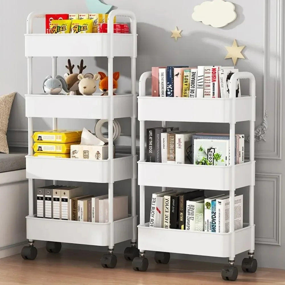 Bookshelf Storage Trolley Mobile Kitchen Organizer Cart With Wheels