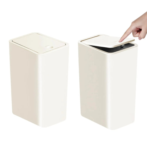Bathroom Trash Can-10L Small Garbage Can with Press Top Lid for
