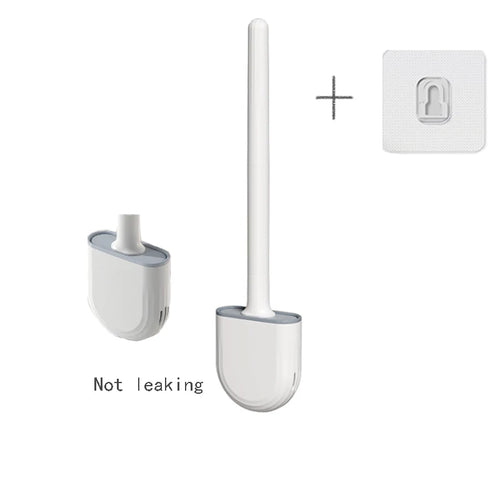 Wall Hanging Toilet Brush with Holder Long Handled Silicone Toilet