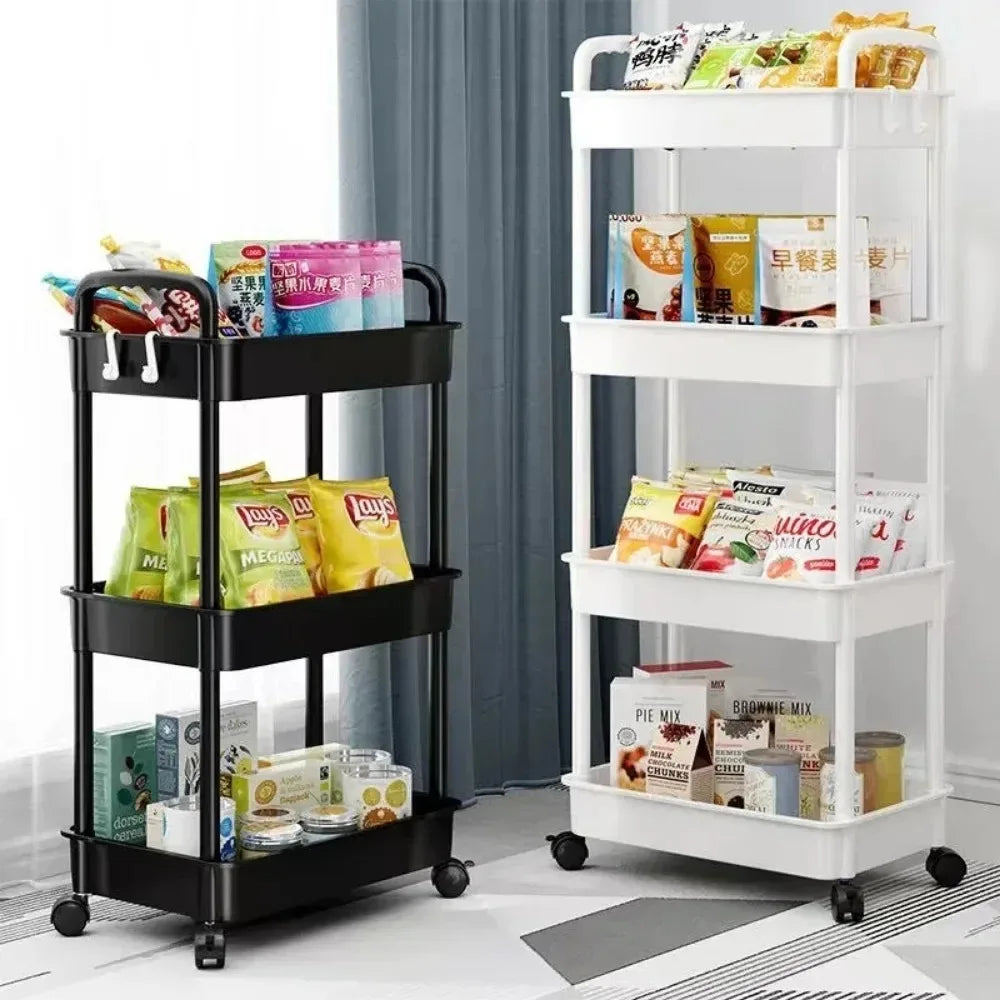 Bookshelf Storage Trolley Mobile Kitchen Organizer Cart With Wheels