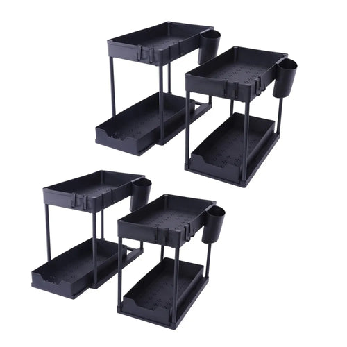 Under Sink Organizers 2 Tier Under Bathroom Cabinet Holder with Hooks