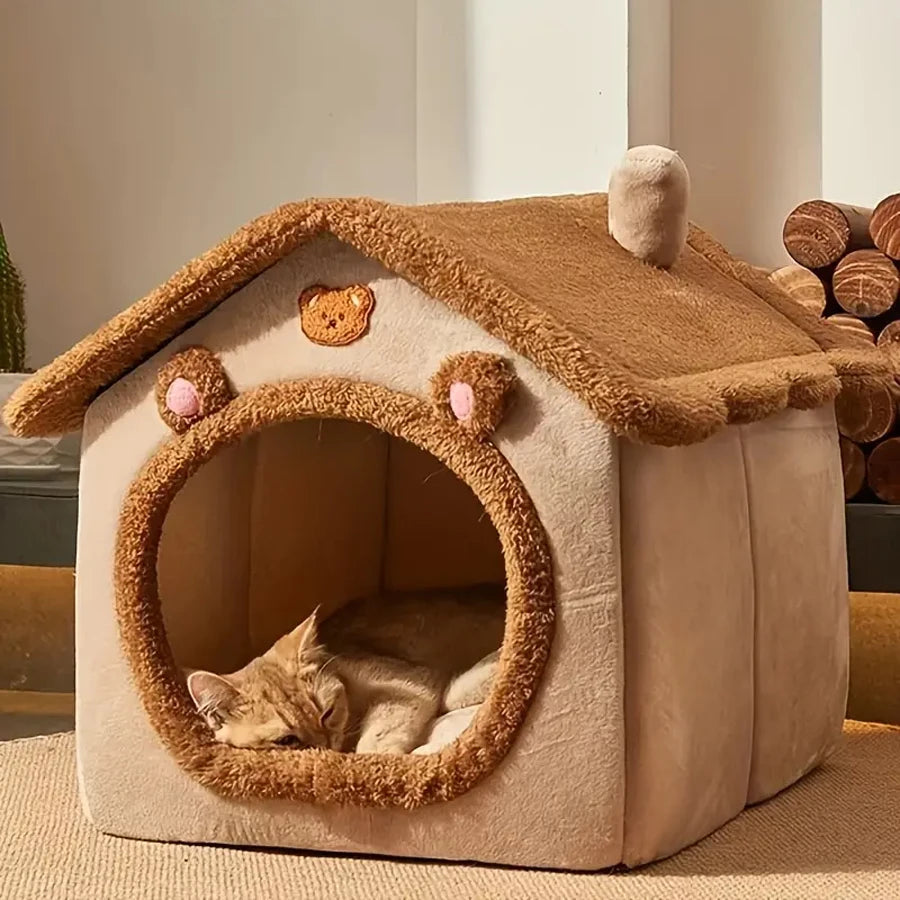 Foldable Pet House Removable Washable Cat House Puppy Cave Sofa Pet