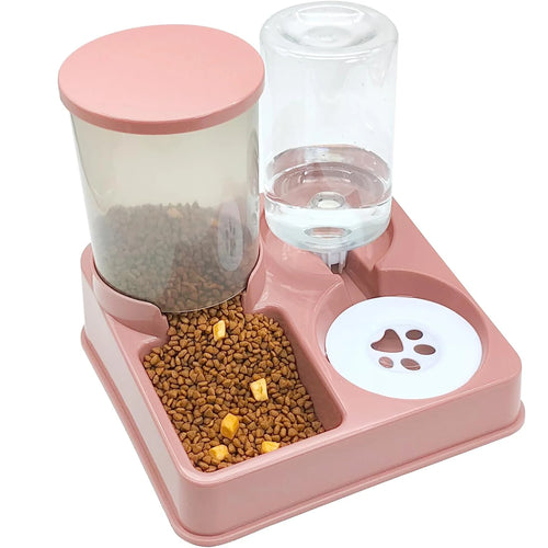 Automatic Cat Feeder Water Dispenser Set, 2 In 1 Tilted Automatic Pet