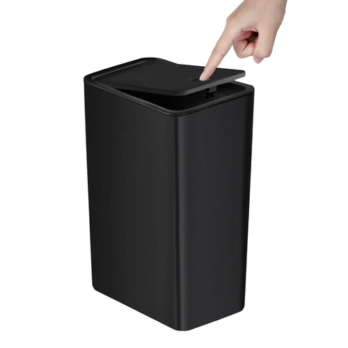 Bathroom Trash Can-10L Small Garbage Can with Press Top Lid for