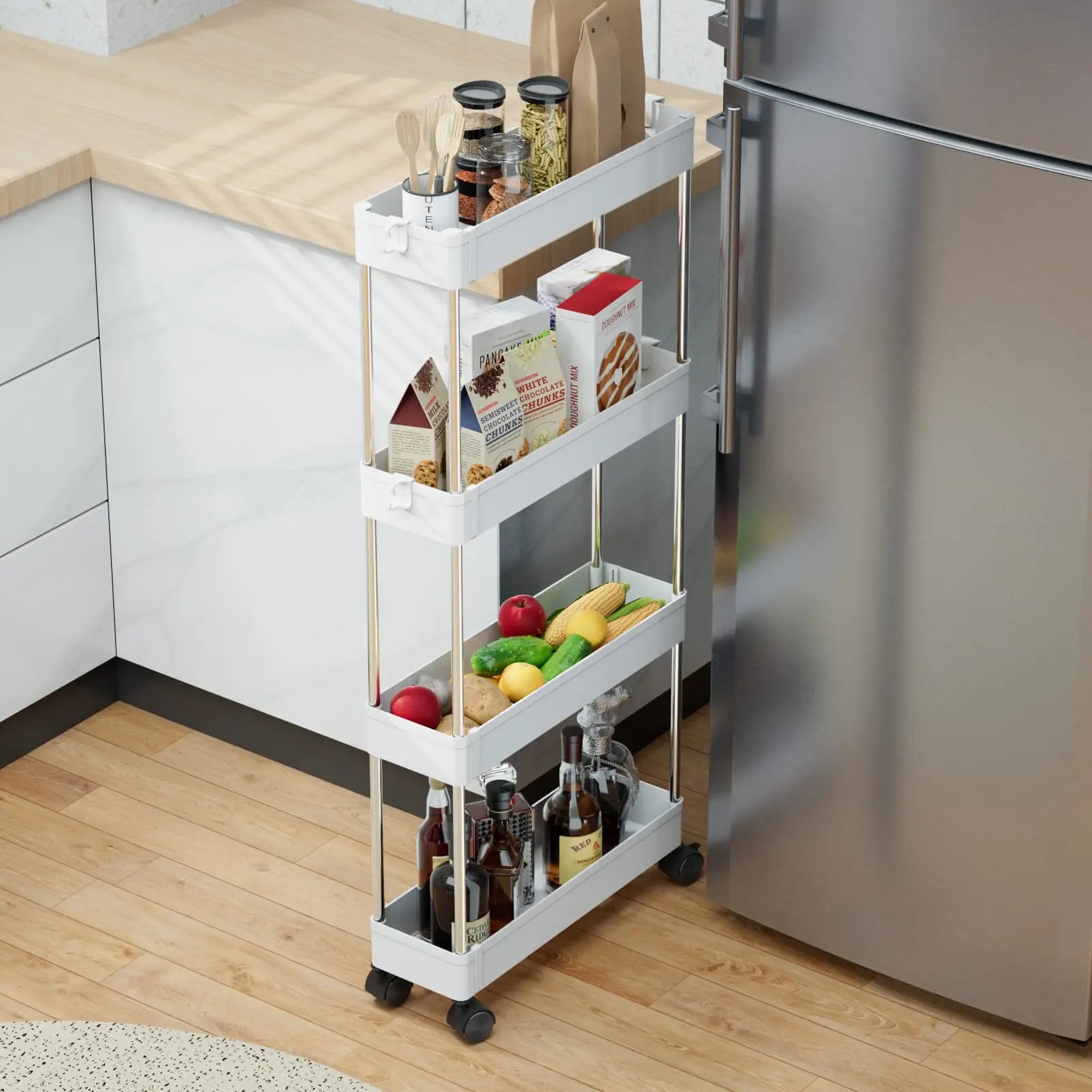 Sewing storage rack, mobile storage rack, kitchen refrigerator,