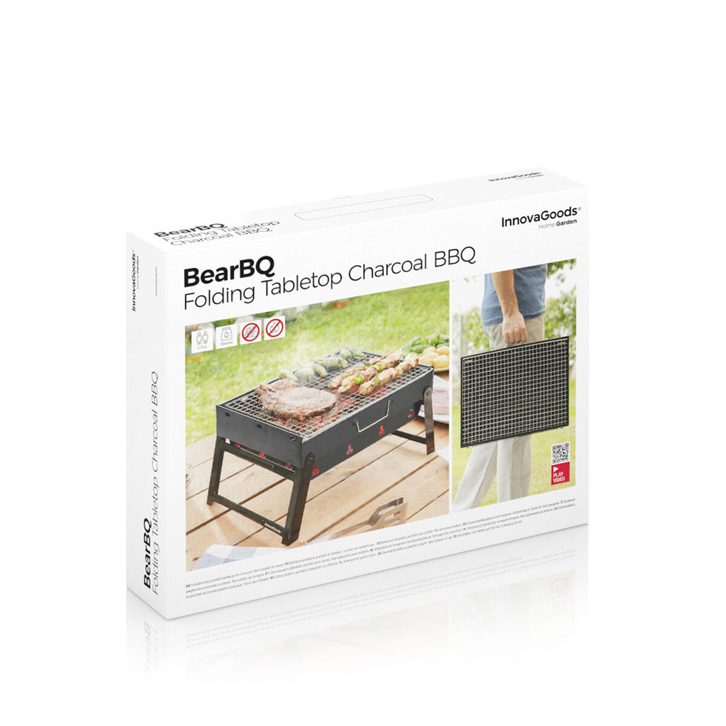 Faltbarer, tragbarer Grill zur Verwendung mit Holzkohle BearBQ InnovaGoods