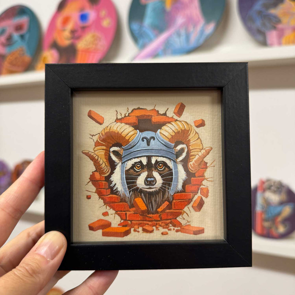 Pocket Art, Print im Rahmen, 10 x 10 cm, Sternzeichen Widder