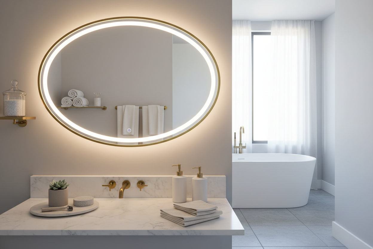 give me a pic for my bathroom and mirror collection it should contain bathroom products and mirror not text on photo.